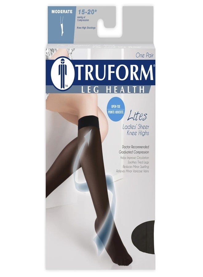 Truform Sheer Compression Stockings, 15-20 mmHg, Women's Knee High Length, Open Toe, 20 Denier, Beige, X-Large - Image 3